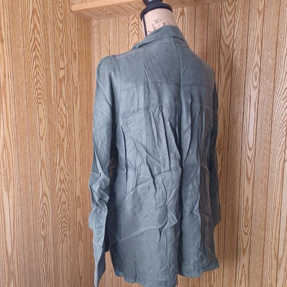 nap cupro/rayon blend long sleeve button down shirt size large - Picture 4 of 7